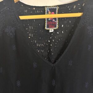 Johnny Was Black Eyelet/ Embroidered Blouse